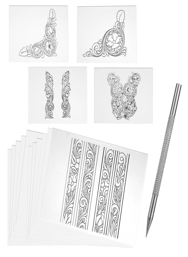 QMNNMA Leather Scriber Pen, Pointy Stainless Steel Picker Pen with Carving Pattern Description Paper for DIY Crafts, Leather Line Description - Image 1