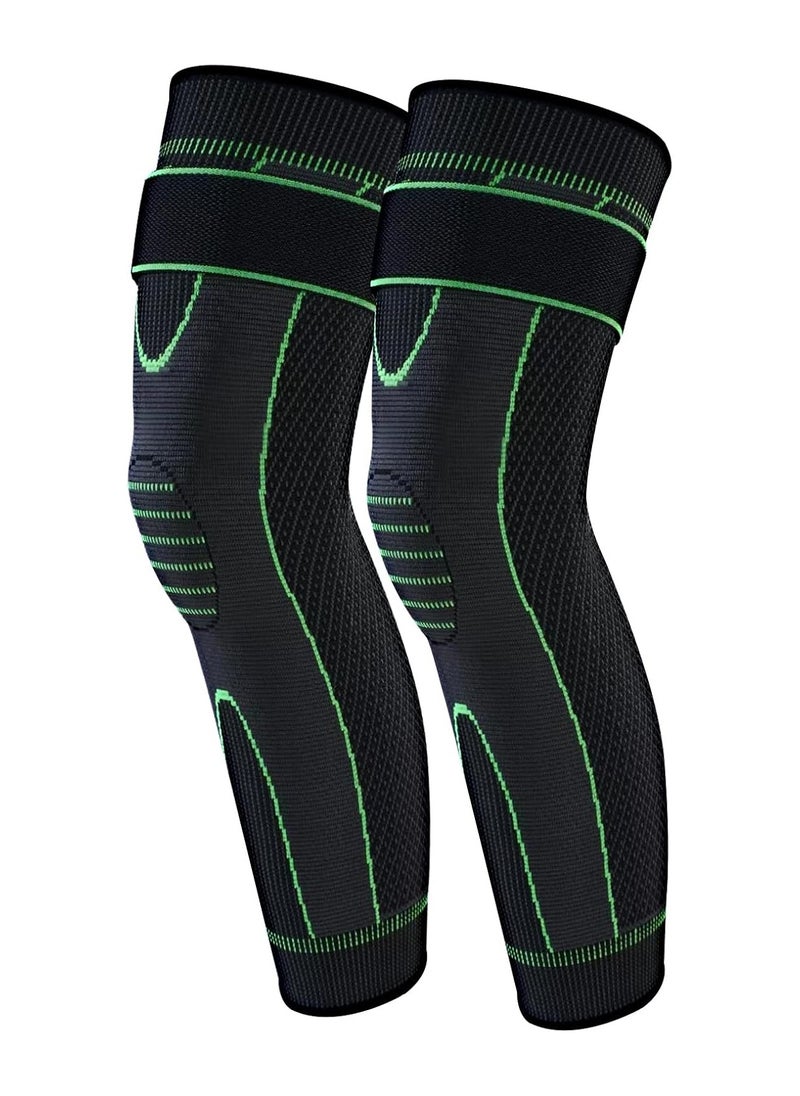 YQbest Knee Brace for Men & Women-2 Pack Knee Brace for Pain Relief, Breathable Knee Compression Sleeve, Knee Support for Meniscus Tear, Running, Weightlifting, Workout, ACL, Arthritis (Green)  - Image 1