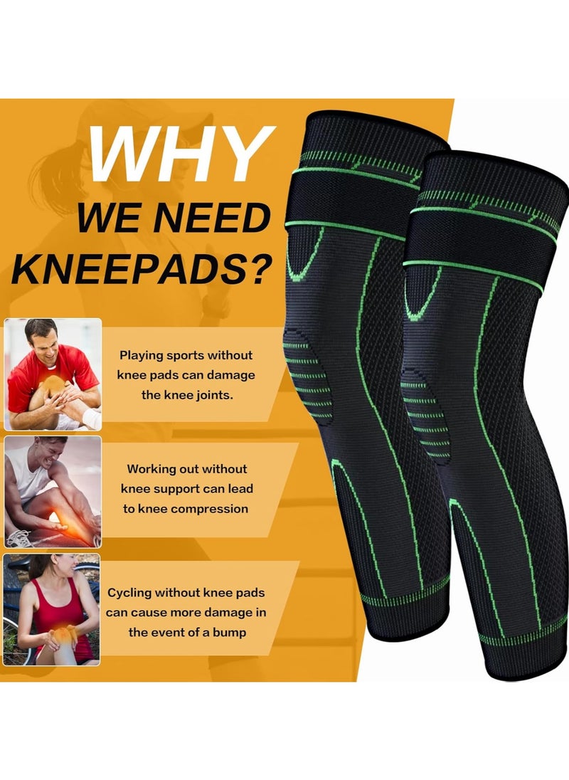 YQbest Knee Brace for Men & Women-2 Pack Knee Brace for Pain Relief, Breathable Knee Compression Sleeve, Knee Support for Meniscus Tear, Running, Weightlifting, Workout, ACL, Arthritis (Green)  - Image 2