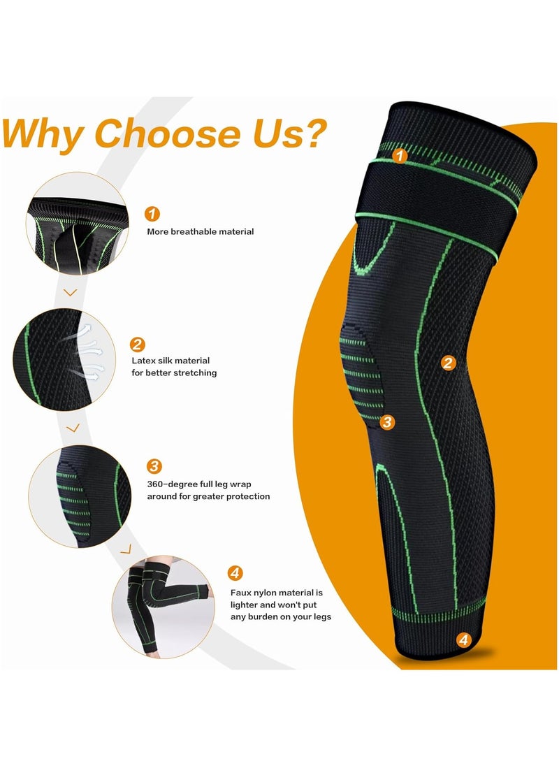 YQbest Knee Brace for Men & Women-2 Pack Knee Brace for Pain Relief, Breathable Knee Compression Sleeve, Knee Support for Meniscus Tear, Running, Weightlifting, Workout, ACL, Arthritis (Green)  - Image 3