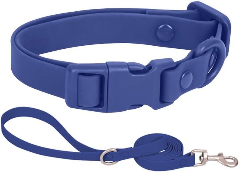 Ovale Waterproof Dog Collar Leash Combo Set, Durable and Easy to Clean, for Small Dogs.(S, Dark Blue) - Image 1