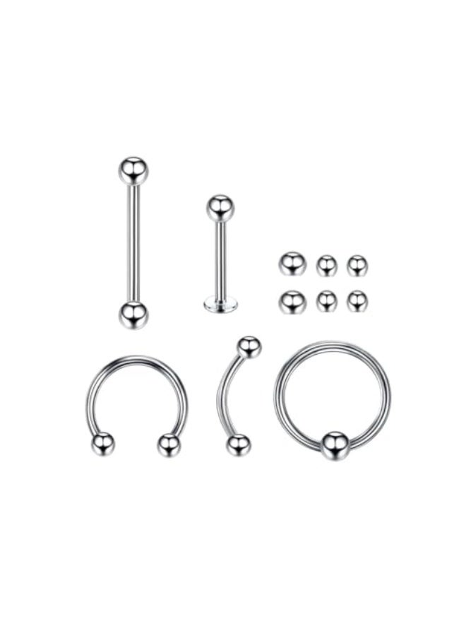 5Pcs Body Piercing Jewelry Set, Stainless Steel, 16g, 16 grams, Ear Piercings - Image 1