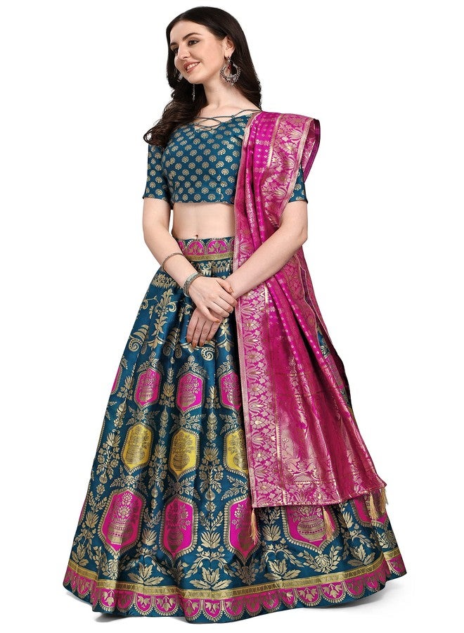 PURVAJA جاكار نسائي شبه مخيط Lehenga choli (Kalash-Rama_Rama_Free Size) - Image 3