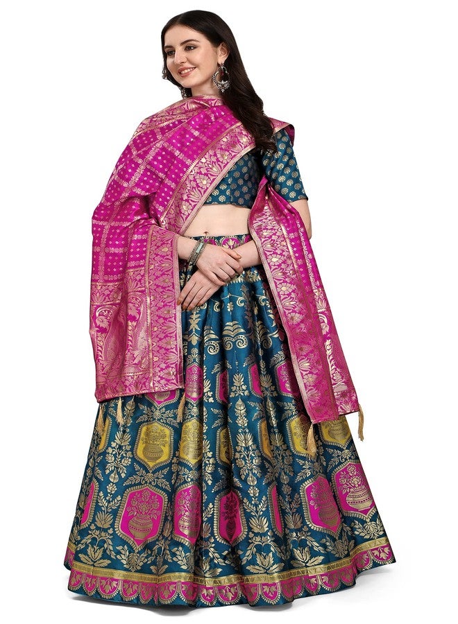 PURVAJA جاكار نسائي شبه مخيط Lehenga choli (Kalash-Rama_Rama_Free Size) - Image 4