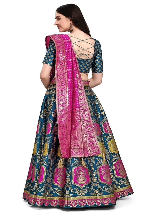 PURVAJA جاكار نسائي شبه مخيط Lehenga choli (Kalash-Rama_Rama_Free Size) - Image 2