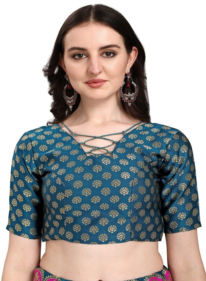 PURVAJA جاكار نسائي شبه مخيط Lehenga choli (Kalash-Rama_Rama_Free Size) - Image 5
