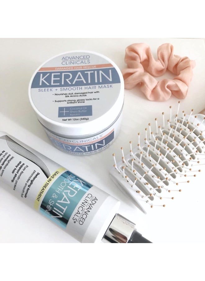 Advanced Clinicals Advanced Clinicals Keratin Sleek + Smooth Hair Mask - For Weak/Color Treated Hair (340g).  - Image 4