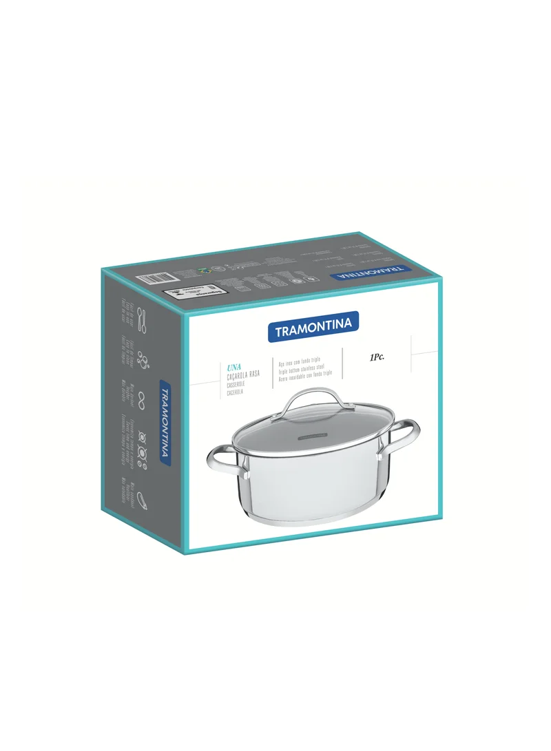 ترامونتينا Tramontina Una 16cm 1.4L Stainless Steel Shallow Casserole with Tri-ply Bottom
