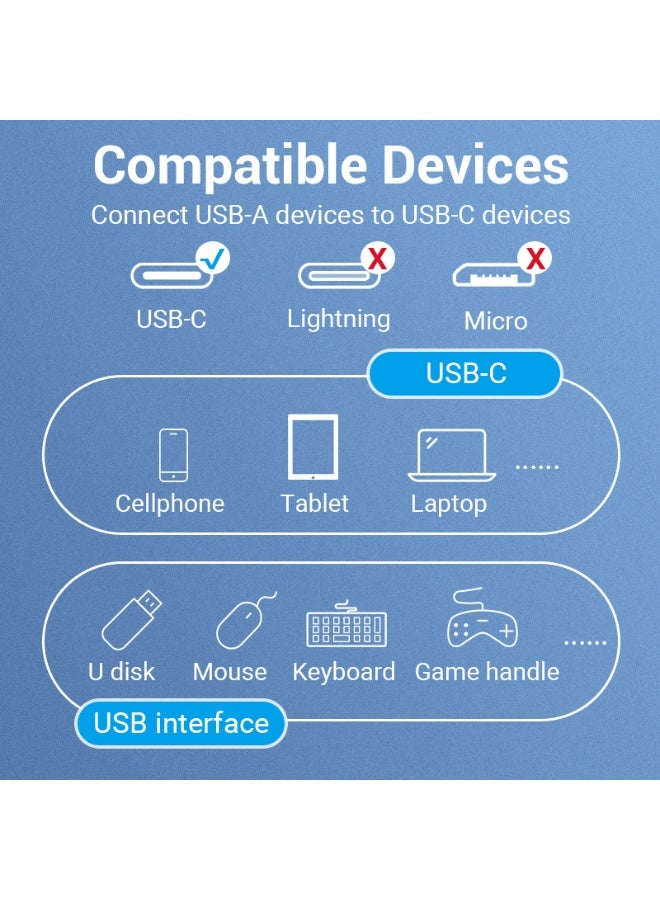 VENTION USB 3.1(Gen 1) C Male to A Female OTG Cable 0.15M Black PVC Type Model # CCVBB - Image 3