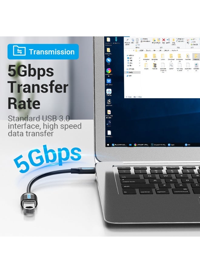 VENTION USB 3.1(Gen 1) C Male to A Female OTG Cable 0.15M Black PVC Type Model # CCVBB - Image 4