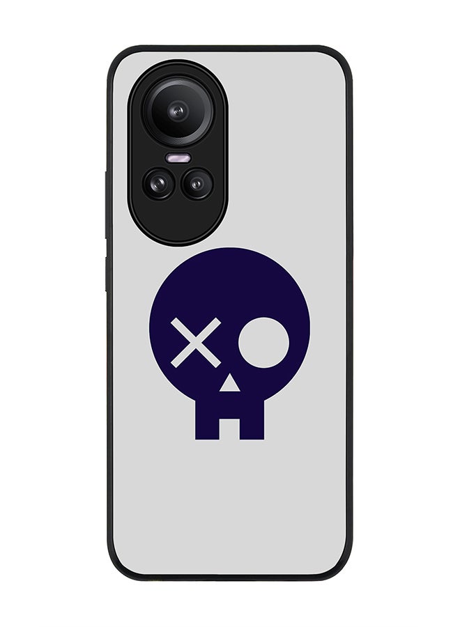 Stylizedd Rugged Black Edge case for Oppo Reno10 / Oppo Reno10 Pro, Custom Slim fit Flexible Anti Drop Thin Phone Case Cover - Skull Patch  - Image 1