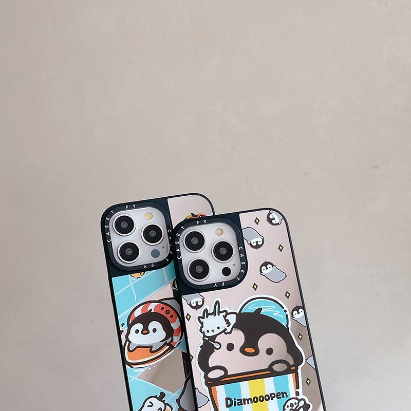 Penguin Dumb Hair For Apple Iphone15Promax Phone Case 14Pro Fashion Brand 13/12 Mirror 11 Sets - Image 3