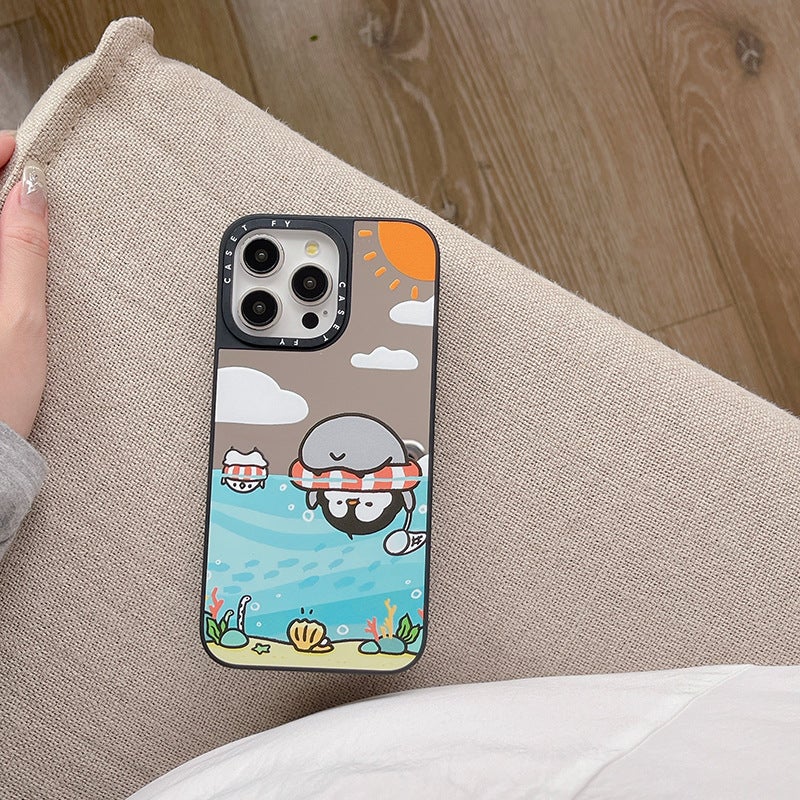 Penguin Dumb Hair For Apple Iphone15Promax Phone Case 14Pro Fashion Brand 13/12 Mirror 11 Sets - Image 1