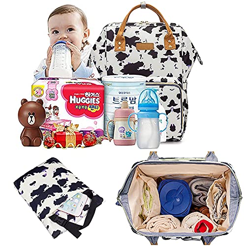 MCWTH Cow Print Diaper Bag Backpack Set for Baby Girls Mom, Large Capacity Multi-Function Nappy Bags Organizer - Image 5