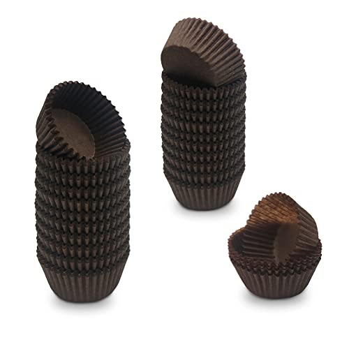 Mombake Brown Mini Cupcake Liners Natural Greaseproof Paper Muffin Baking Cups, 500-Count - Image 1