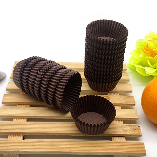 Mombake Brown Mini Cupcake Liners Natural Greaseproof Paper Muffin Baking Cups, 500-Count - Image 4