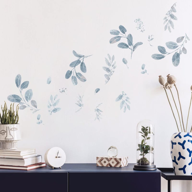 RoomMates RMK5154SCS Dancing Leaves Peel and Stick Wall Decals   Blue - Image 5