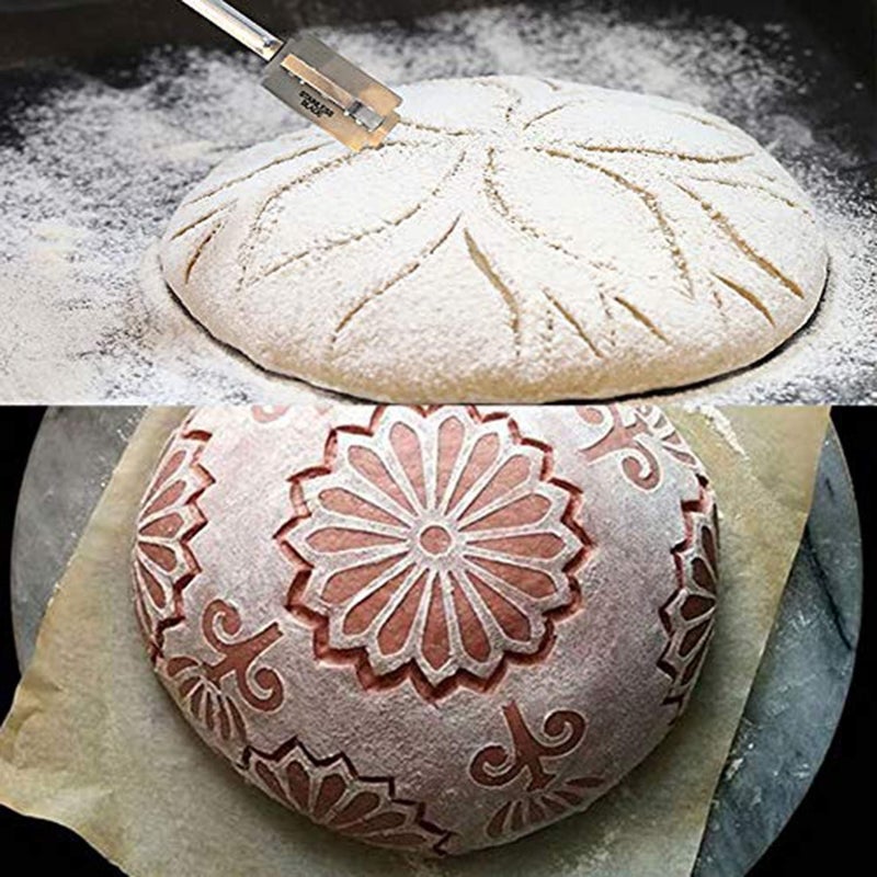 FUNI Bread scraper, Stainless Steel Cutter Set, Bread Bakers Cutter, Slashing Tool Dough, Cake Slicer, Cookie Cutter Set, Smart Baking Cake Decorating Tools Set, for DIY Cake, Mousse, Donuts, Fondant - Image 3