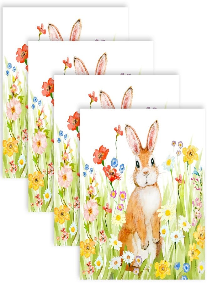 Quera 50 Pcs Easter Paper Napkins Watercolor Bunny Beverage Napkins Floral Rabbit Luncheon Napkins for Spring Bathroom Powder Room Wedding Birthday Dinner Party,6.5''*6.5'' - Image 1