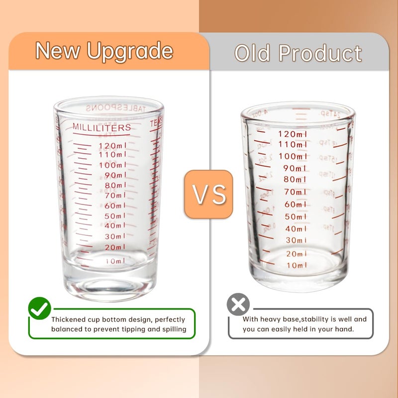 Bcnmviku Measuring Cup Shot Glass 4 Ounce/120Ml Liquid Heavy High Espresso Glass Cup Black Line (1 Red) - Image 2