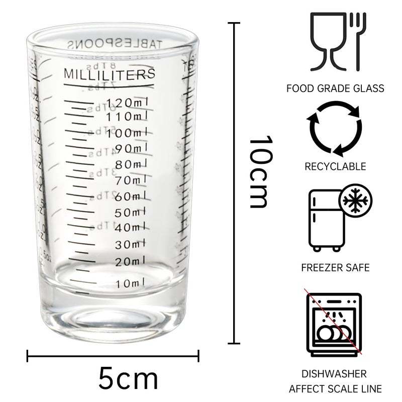 Bcnmviku Measuring Cup Shot Glass 4 Ounce/120Ml Liquid Heavy High Espresso Glass Cup Black Line (1 Red) - Image 3