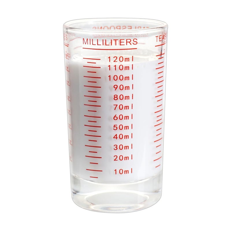 Bcnmviku Measuring Cup Shot Glass 4 Ounce/120Ml Liquid Heavy High Espresso Glass Cup Black Line (1 Red) - Image 1