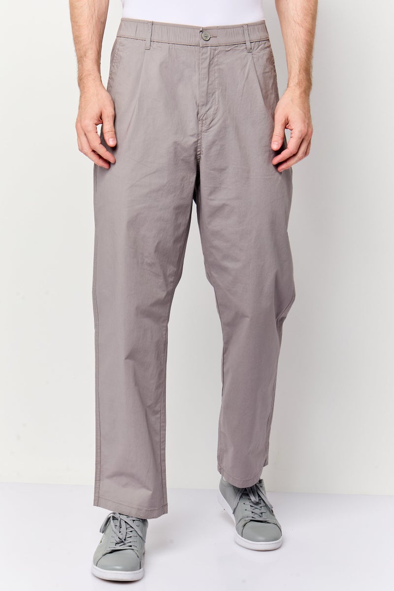 Celio Men Regular Fit Solid Stretchable Chino Pants, Grey - Image 1