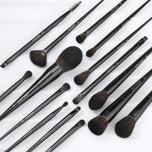Docolor Makeup Brushes 15Pcs Obsidian Makeup Brush Set Premium Synthetic Powder Kabuki Foundation Contour Blush Concealer Eye Shadow Blending Eyeliner Crease Eyebrow Make Up Brush Kit - Image 3