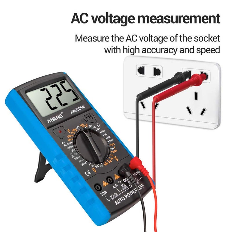 Eacam AN9205A Digital Multimeter 3 1/2 LCD Display 1999 Count Manual Range Universal Meter AC DC Resistance Capacitance Transistor Tester Multifunctional Ammeter with Backlight Red - Image 2