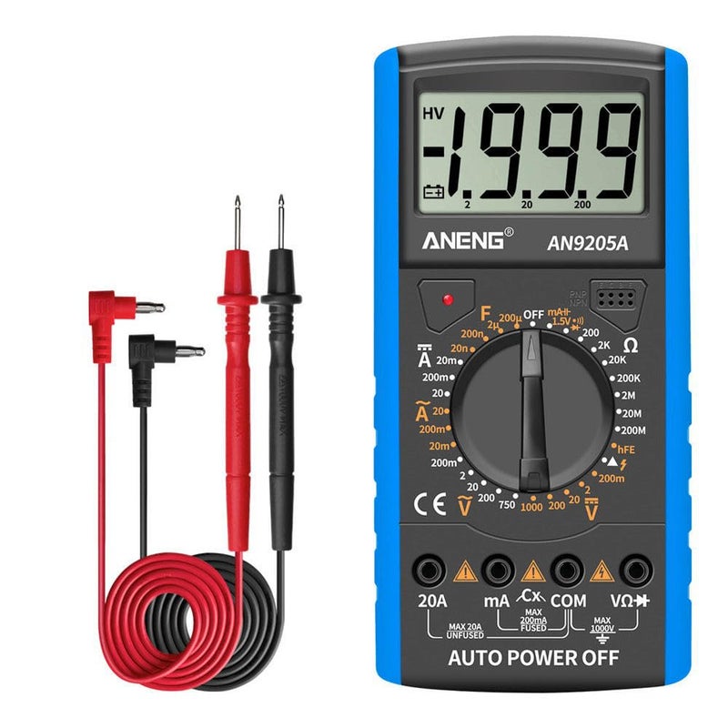 Eacam AN9205A Digital Multimeter 3 1/2 LCD Display 1999 Count Manual Range Universal Meter AC DC Resistance Capacitance Transistor Tester Multifunctional Ammeter with Backlight Red - Image 1