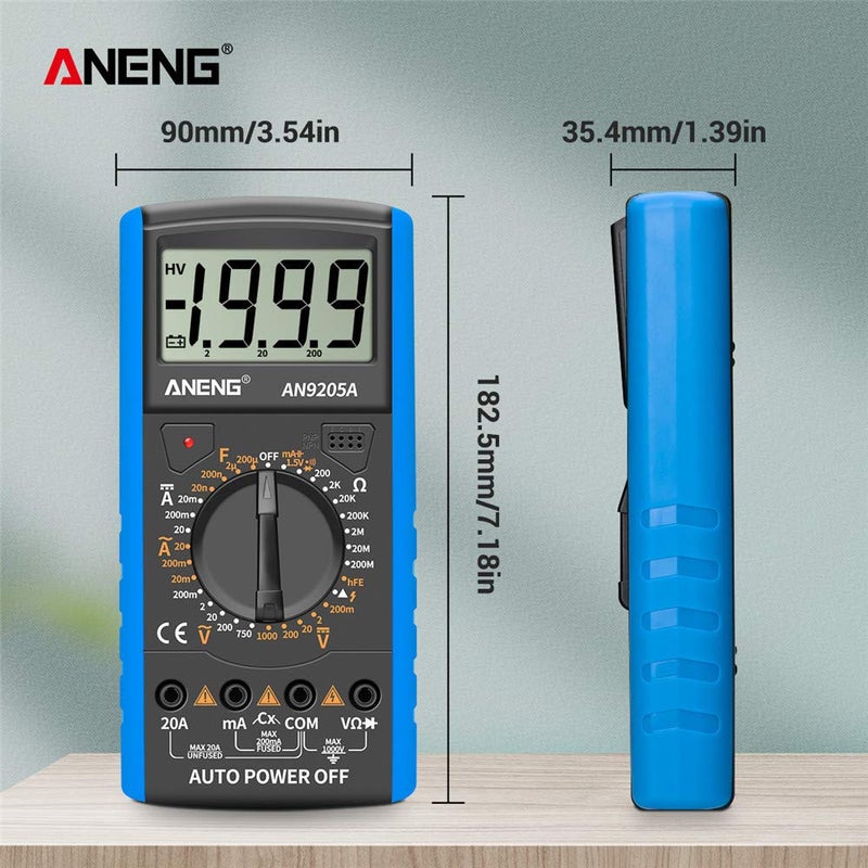 Eacam AN9205A Digital Multimeter 3 1/2 LCD Display 1999 Count Manual Range Universal Meter AC DC Resistance Capacitance Transistor Tester Multifunctional Ammeter with Backlight Red - Image 4