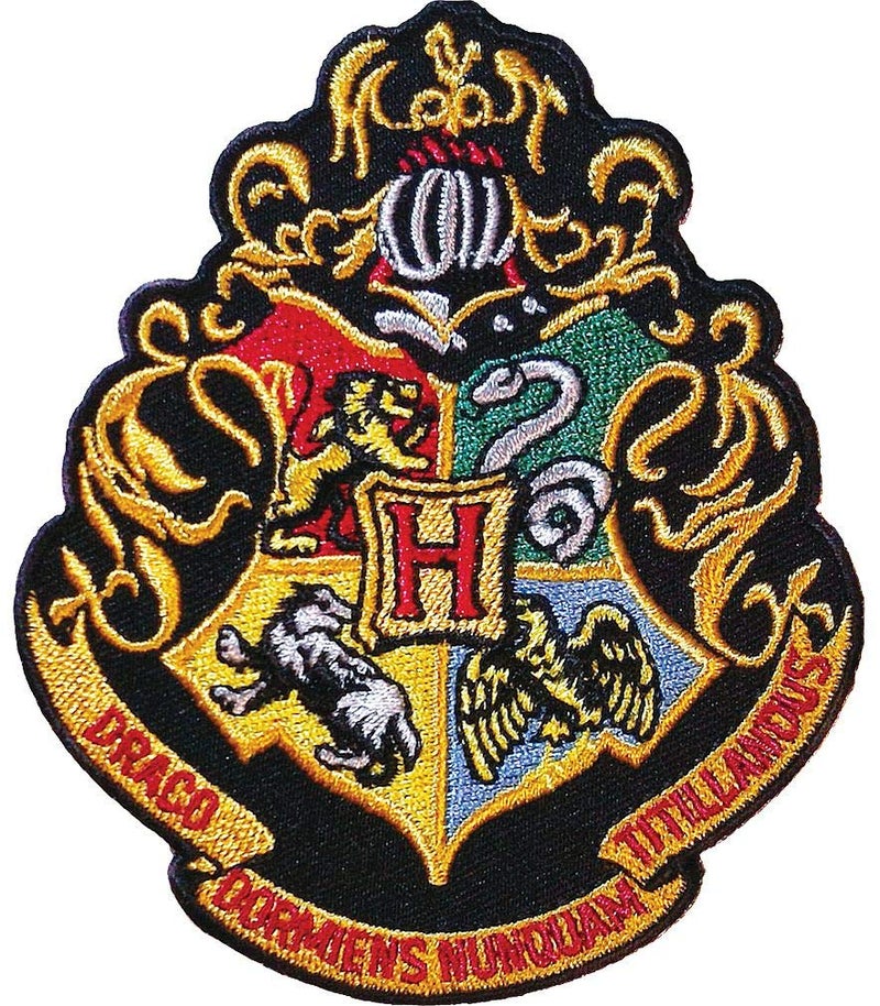 Ata-Boy Ata Boy Harry Potter Hogwarts Crest 3 Full Color Iron On Patch Black  Gold One Size