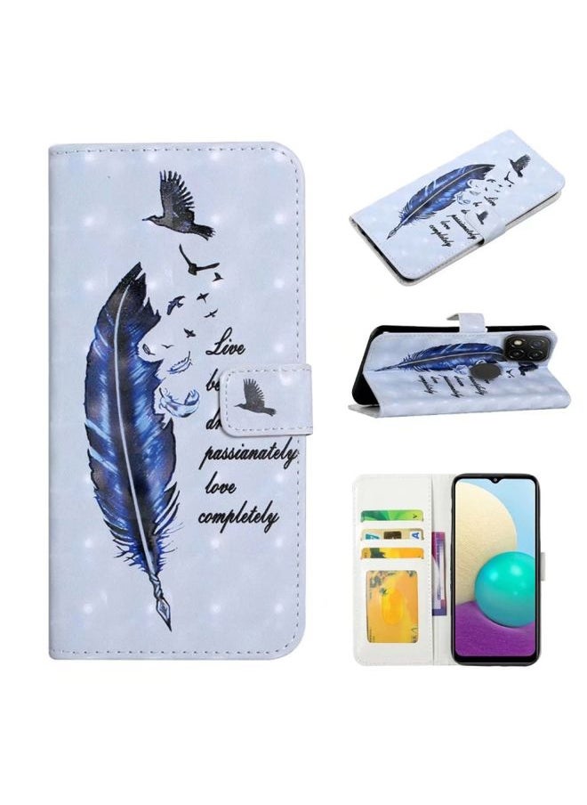 HuHa Case Cover For Xiaomi Redmi 9C Oil Embossed 3D Drawing Leather Phone Case Blue Feather 