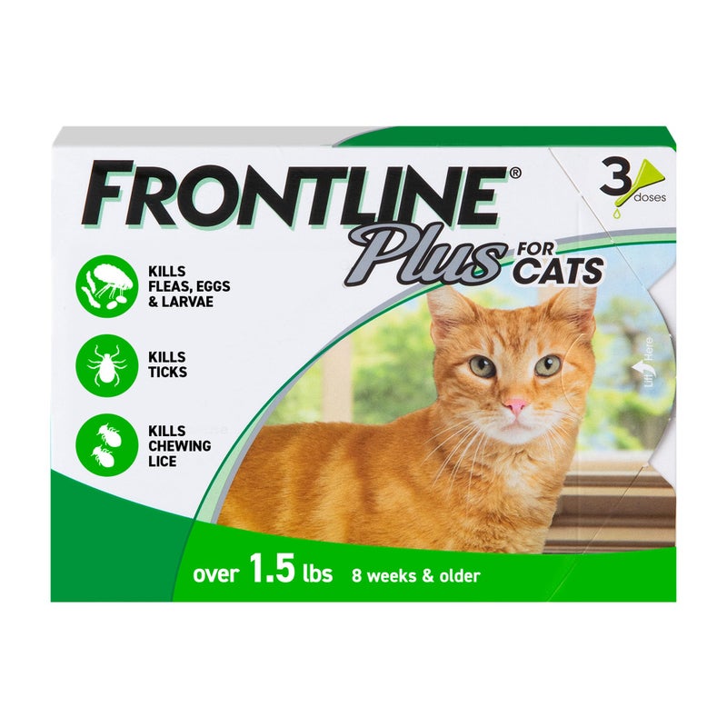 FRONTLINE Plus Flea and Tick Treatment for Cats Over 1.5 lbs. 3 Treatments - Image 1
