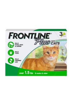 Frontline FRONTLINE Plus Flea and Tick Treatment for Cats Over 1.5 lbs., 3 Treatments  - Image 1