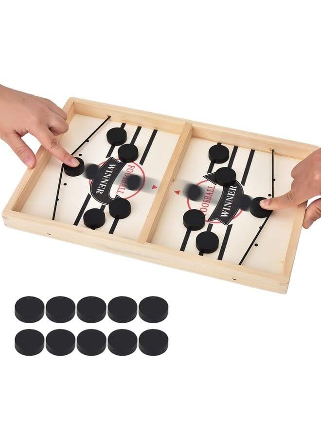 Hockey Board Game, Wooden Quick Sling Puck Match Game, Bouncing Board Game, 2-in-1 Interaction Table Hockey Catapult, Portable Chessboard Set, Party Games, Table Desktop Game