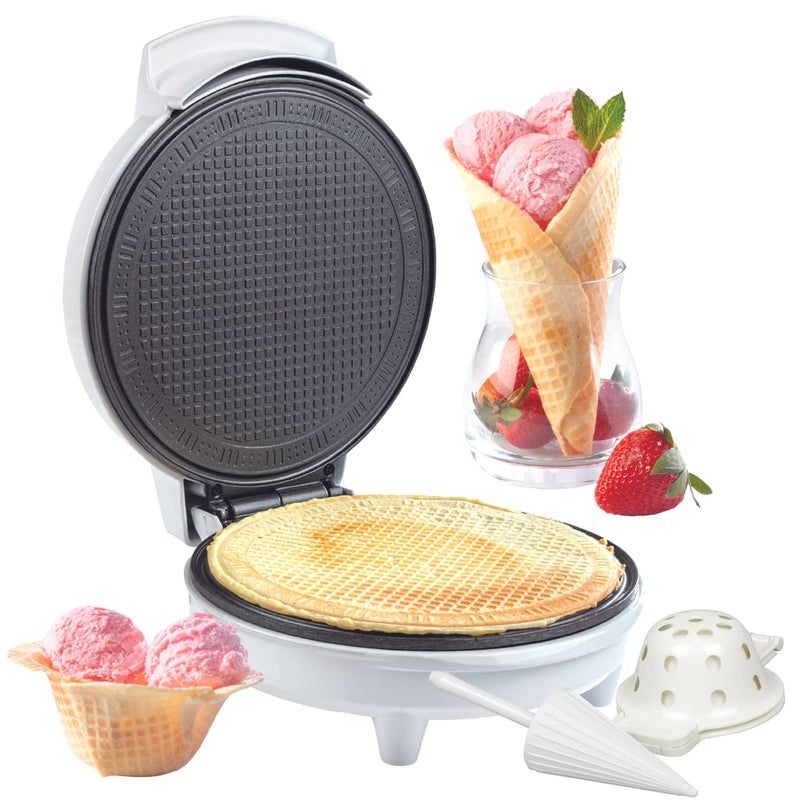 CucinaPro Waffle Cone and Bowl Maker for Homemade Ice Cream Cones- Includes Shaper Roller & Bowl Press - Electric Nonstick Waffler Iron Machine for Sundaes & More, DIY Dessert, Unique Gift Treat for Kids Adults  - Image 1