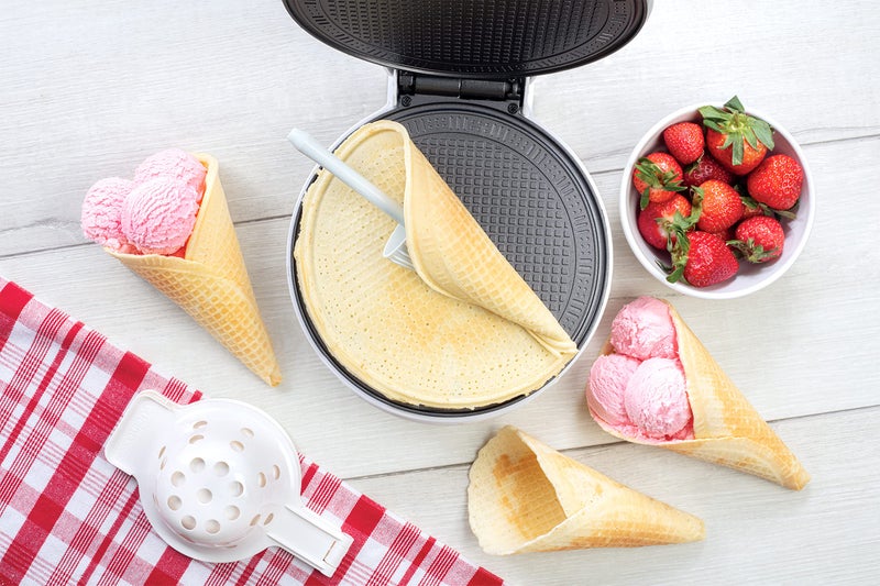CucinaPro Waffle Cone and Bowl Maker for Homemade Ice Cream Cones- Includes Shaper Roller & Bowl Press - Electric Nonstick Waffler Iron Machine for Sundaes & More, DIY Dessert, Unique Gift Treat for Kids Adults  - Image 3