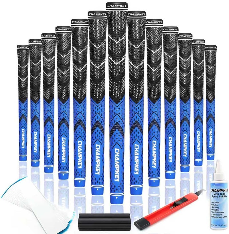 Champkey Golf Grips 13 Pack | Come with Solvent,15 Tapes,Vise Clamp and Hook Blade | All Weather Control and High Feedback Golf Club Grips - Image 1