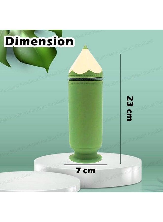 فنبلاست حقيبة فن بلاست على شكل قلم رصاص - حافظة أقلام سيليكون متعددة الأغراض بسحاب، حقيبة أقلام وأقلام رصاص للوازم المدرسية، حقيبة تنظيم أدوات مكتبية للبنات (أخضر بحري) - Image 2