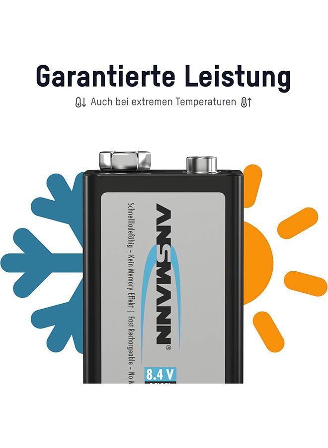 ANSMANN بطارية قابلة لإعادة الشحن 9 فولت - 300 مللي أمبير في الساعة Nimh ذات تفريغ ذاتي منخفض بتقنية Maxe - Image 4