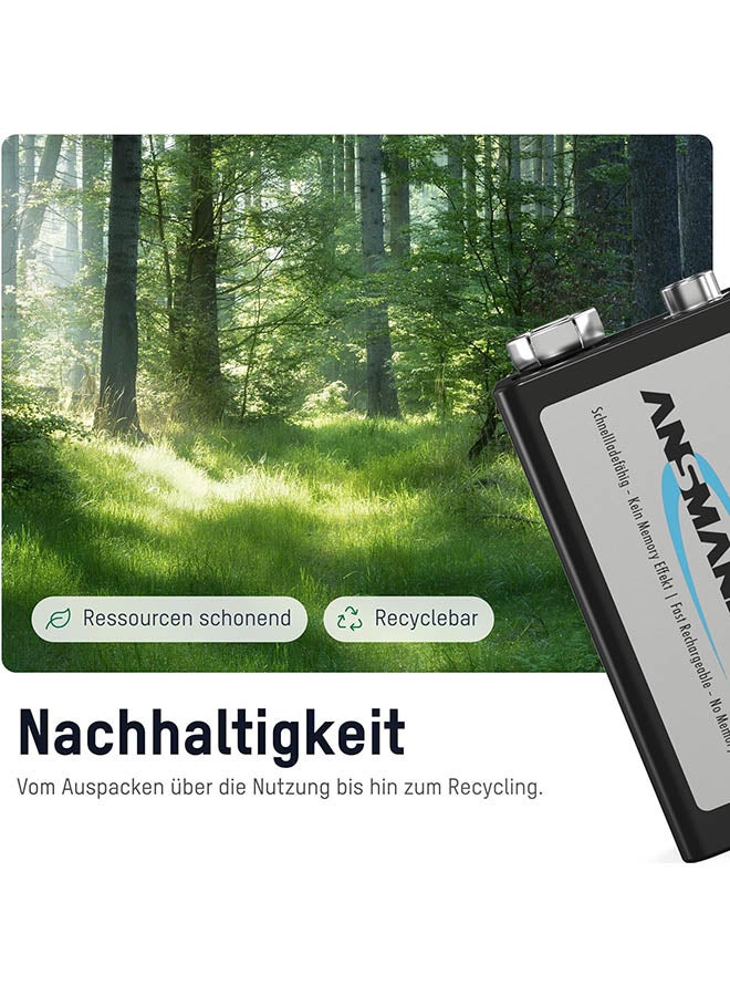 ANSMANN بطارية قابلة لإعادة الشحن 9 فولت - 300 مللي أمبير في الساعة Nimh ذات تفريغ ذاتي منخفض بتقنية Maxe - Image 3