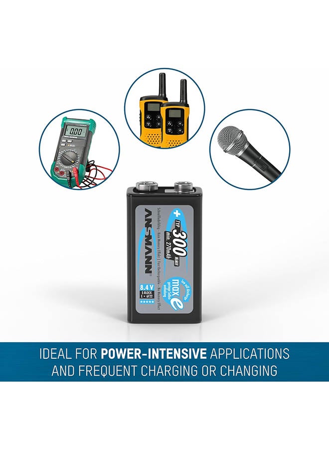 ANSMANN بطارية قابلة لإعادة الشحن 9 فولت - 300 مللي أمبير في الساعة Nimh ذات تفريغ ذاتي منخفض بتقنية Maxe - Image 5