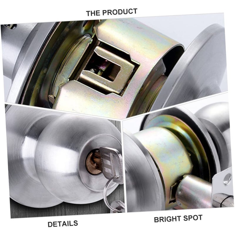 Stainless Steel Door Lock Knob Ergonomic Design Keyed for Bedroom Living Room Study - Image 5