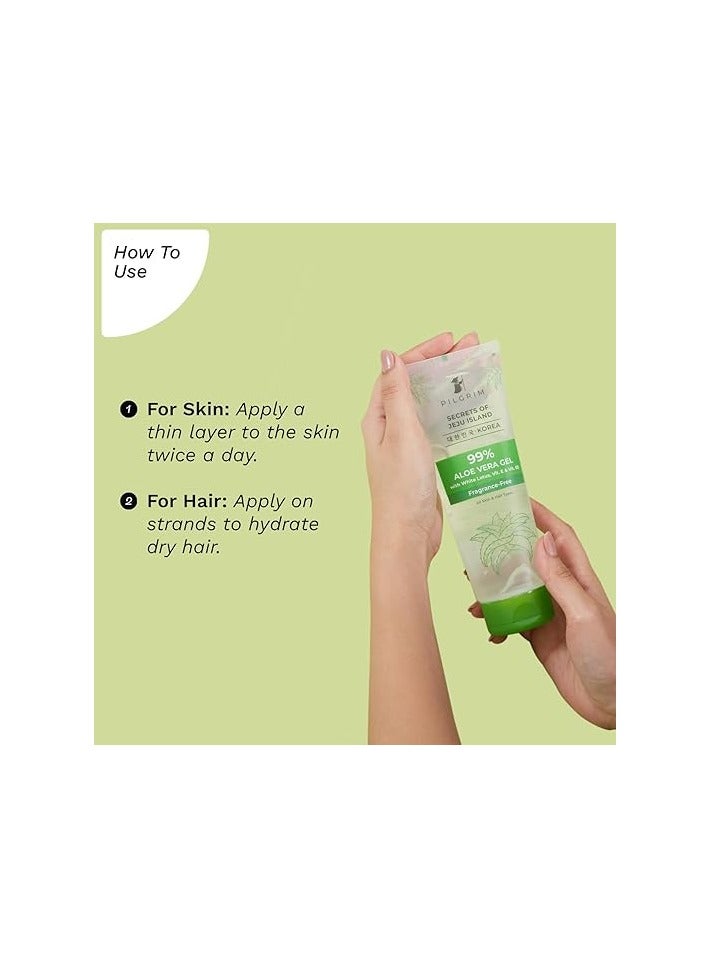 بيلجريم - جل الصبار النقي بنسبة 99% 200 مل مع فيتامين هـ وفيتامين ب5 للوجه والشعر| يرطب الشعر وينعمه | خالي من البارابين والكبريتات والزيوت المعدنية والعطور - Image 4