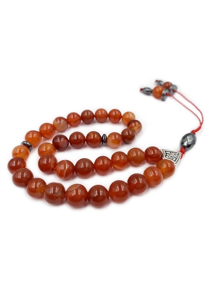 REBUY REBUY Carnelian  Natural Gemstone Islamic Prayer 33 Beads Tasbih  - Image 1