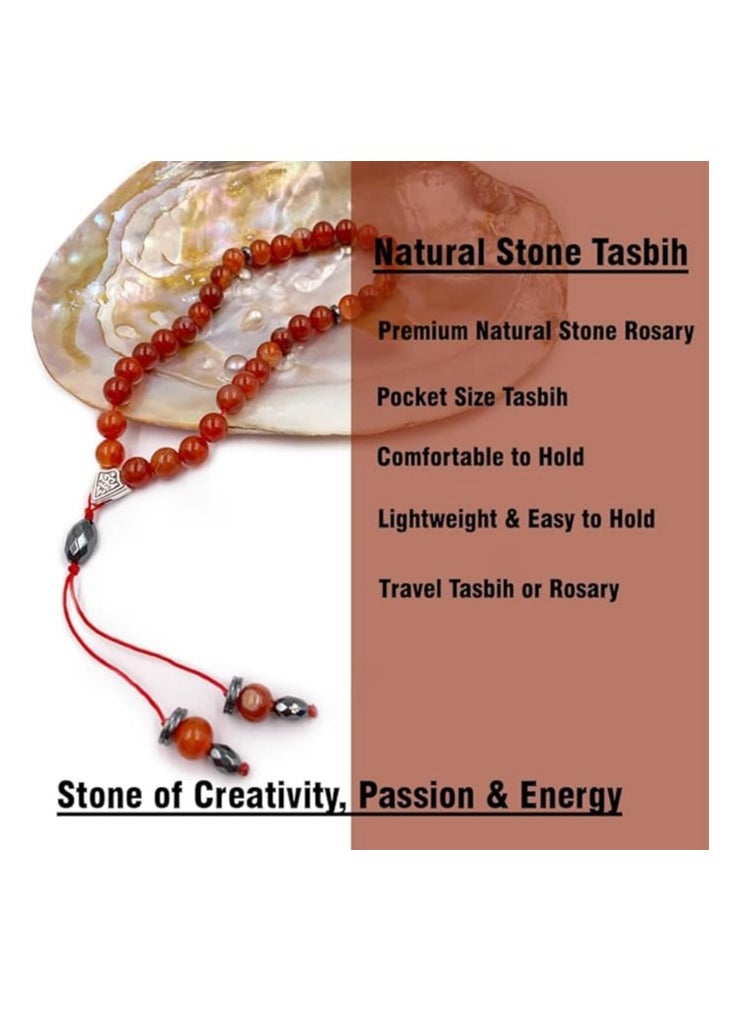 REBUY REBUY Carnelian  Natural Gemstone Islamic Prayer 33 Beads Tasbih  - Image 2