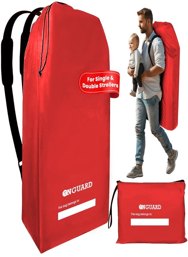ONGUARD Waterproof Single and Double Stroller Bag for Airplane - Travel Stroller Cover for Air Travel and Storage - Gate Check Bag Backpack- Baby Airplane Essentials - Red - Image 1