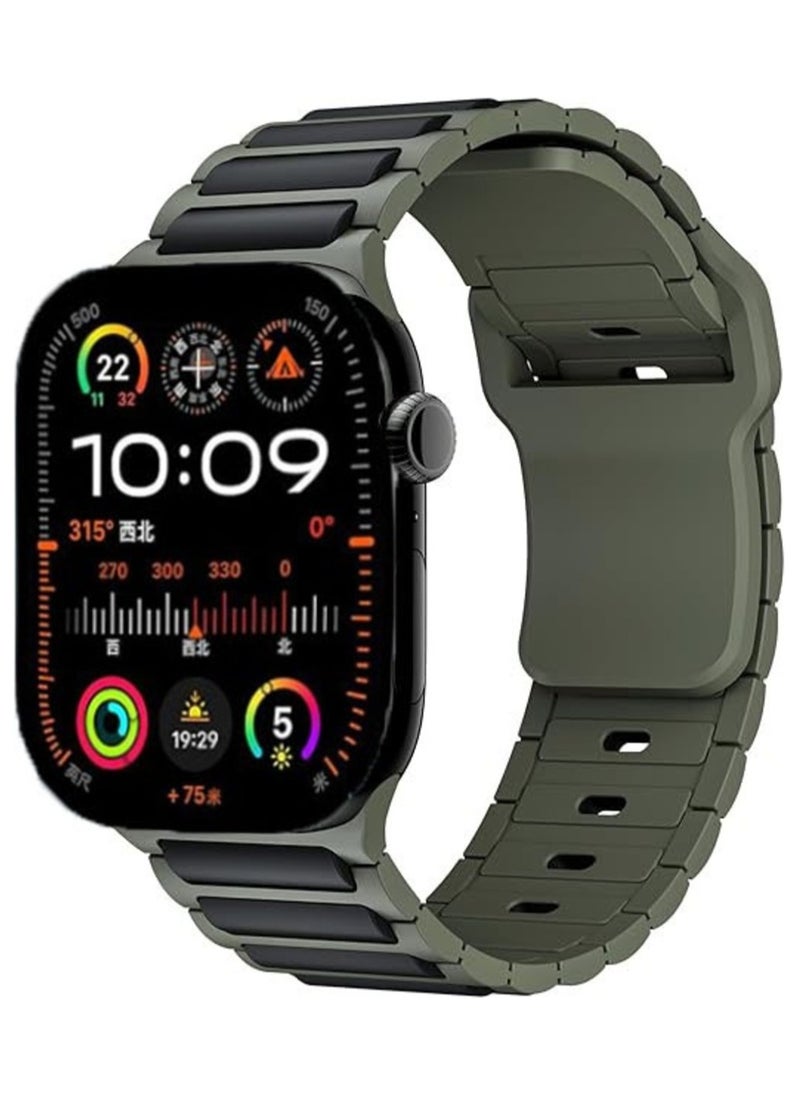 Generic Sport Durable Rugged Watch Band Designed for Apple Watch Ultra 1/2 49mm 46mm 45mm 44mm 42mm, Soft Silicone Double Colour Strap for iwatch Series 10 9 8 7 6 5 4 3 2 1 SE  - Image 1