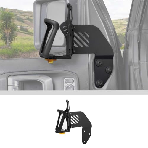 JWWY for Jeep JL Front Door Cup Holder Drink Holder on Driver's Left Side Beverage Rack for 2018-2025+ Jeep Wrangler JL JLU & Gladiator JT 4xe Interior Accessories Alloy - Image 1